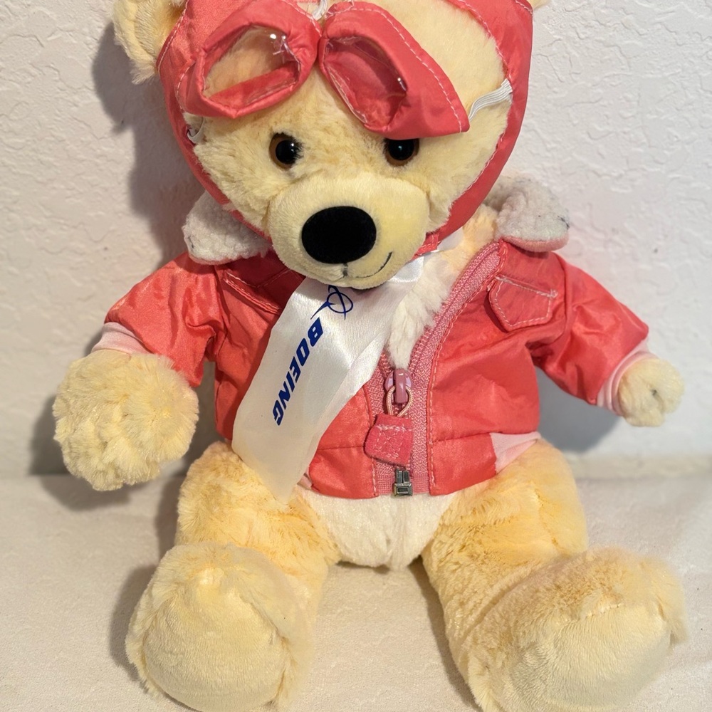 Boeing Teddy Bear Plush 12” Aviator Pink Bomber Jacket Goggles Plush 2016